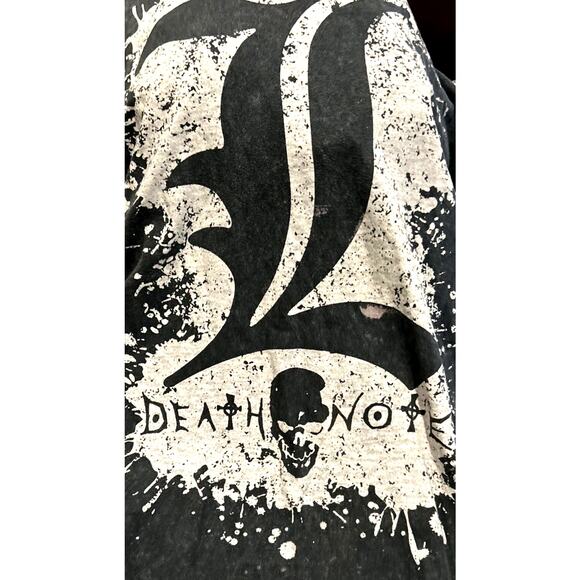 Death Note T-Shirt SKULL Logo Anime graphic print Black Thrashed Grunge Goth M - Picture 2 of 9